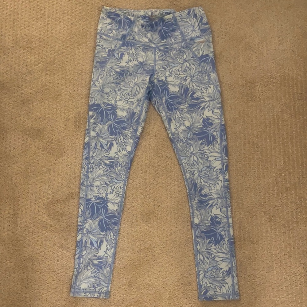 Copper Fit Leggings (S) Light Blue Floral Print